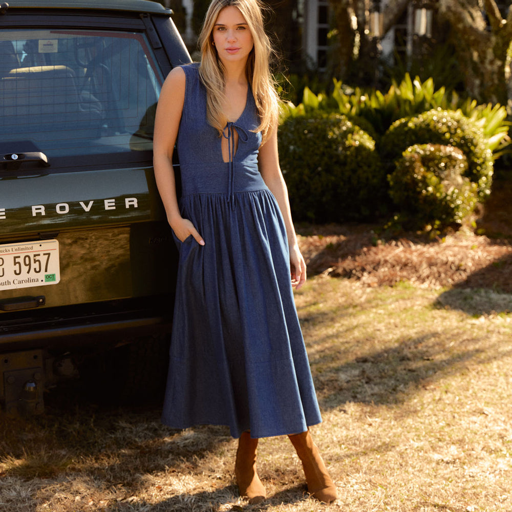 
                      
                        Asha Dress, Denim
                      
                    