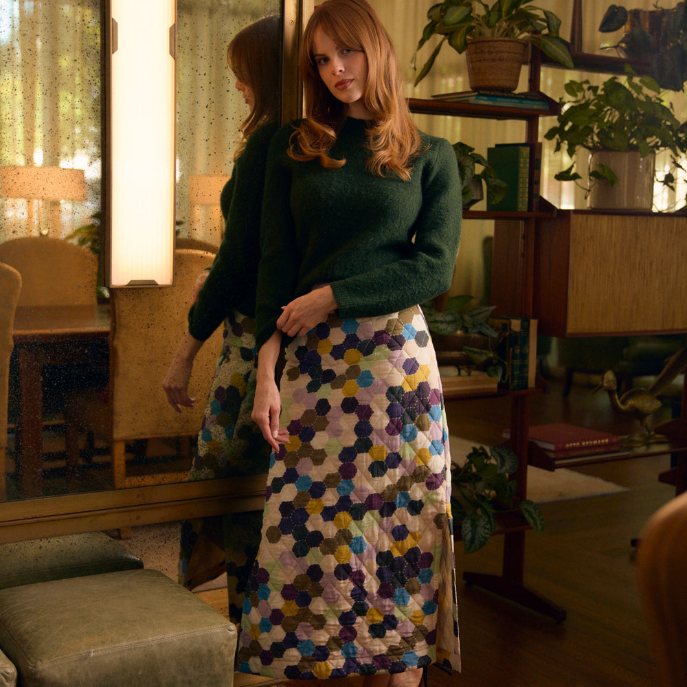 Hila Quilted Maxi Skirt, Vintage Mosaic