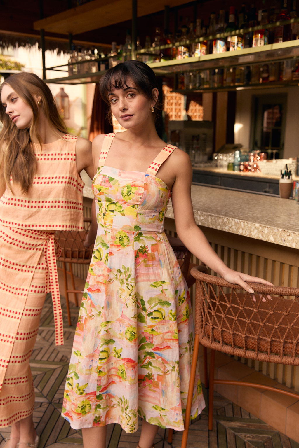 alice olivia casual dresses LILA STRUCTURED MAXI DRESS in HAMPTONS FLORAL