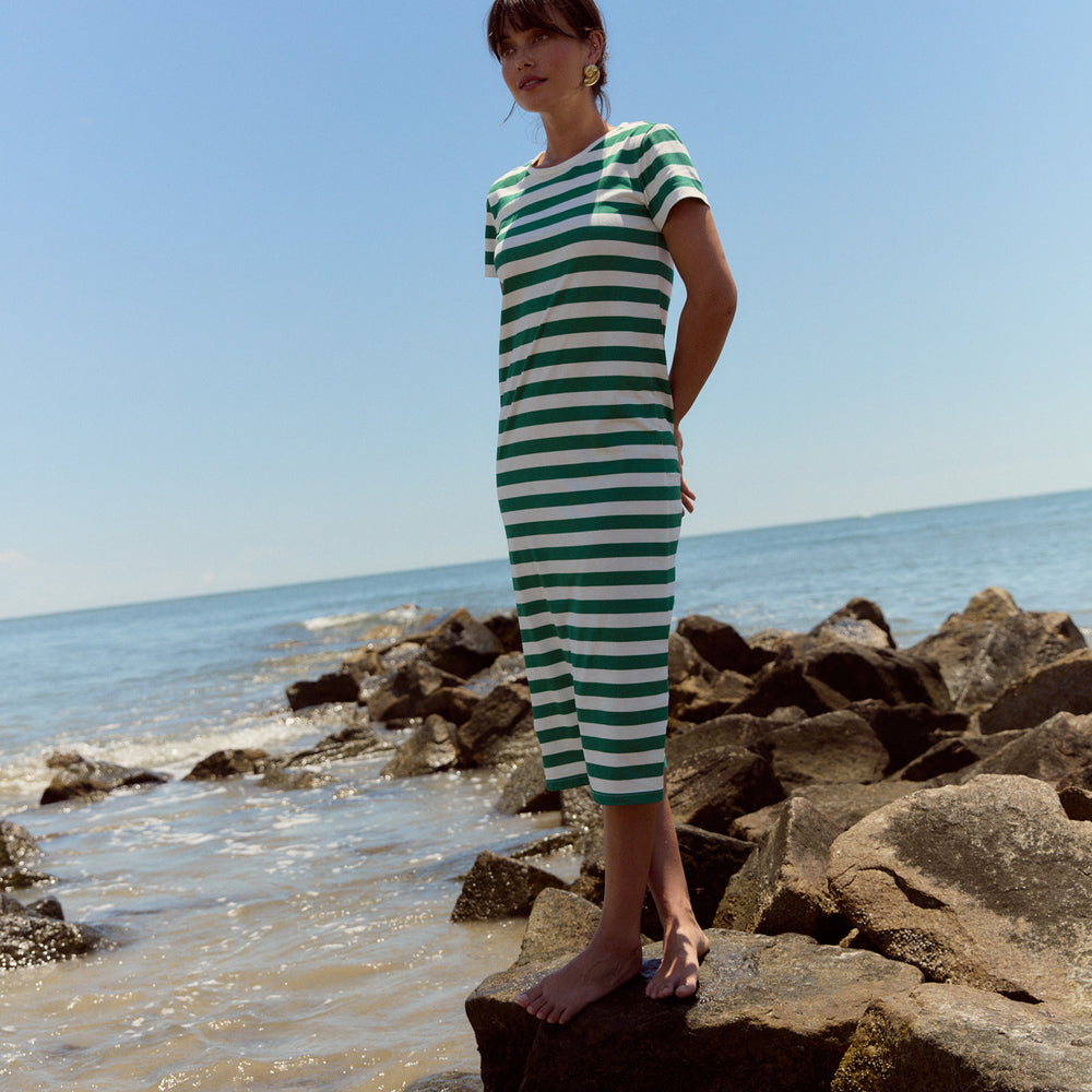 
                      
                        Tee Dress, Marine Green Stripe
                      
                    