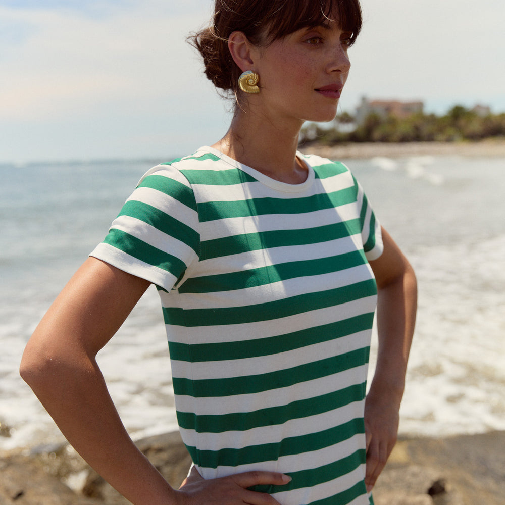 
                      
                        Tee Dress, Marine Green Stripe
                      
                    