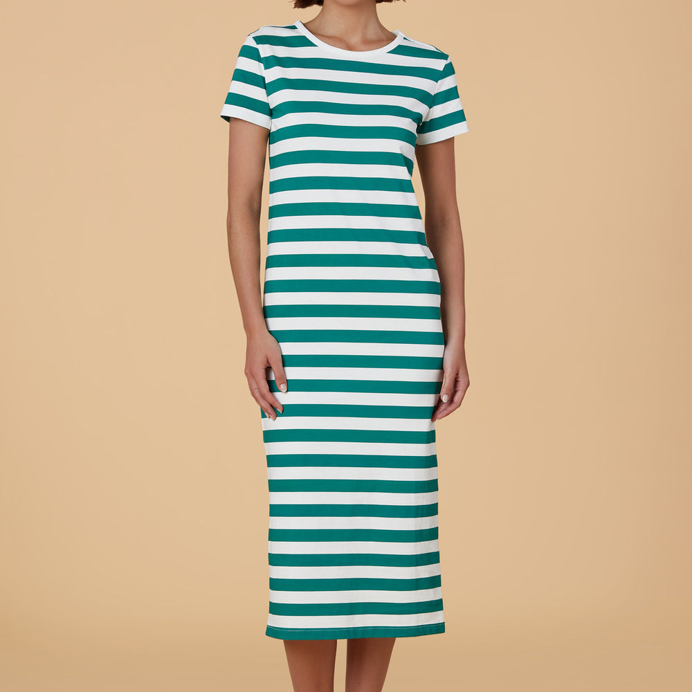 Tee Dress, Marine Green Stripe