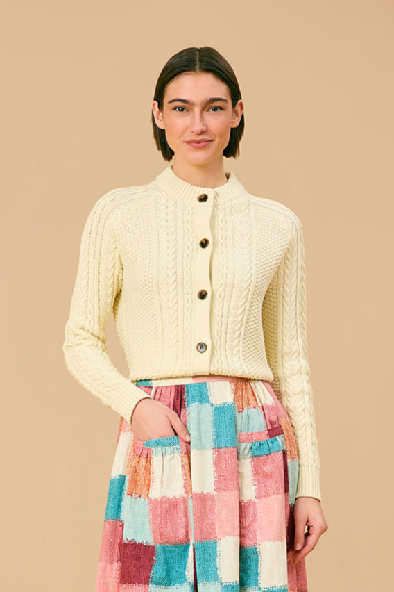 Fisherman Cardigan, Ivory
