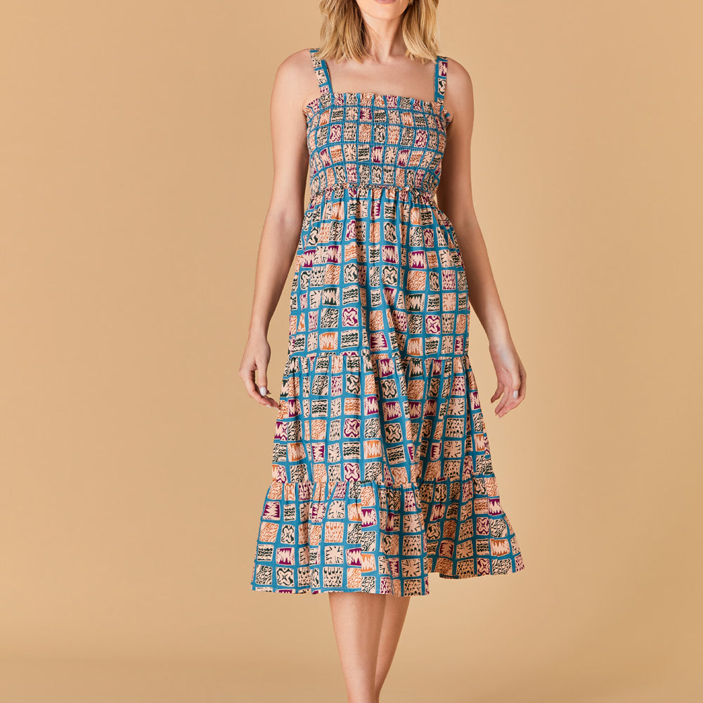 Milly Dress, Sea Tiles