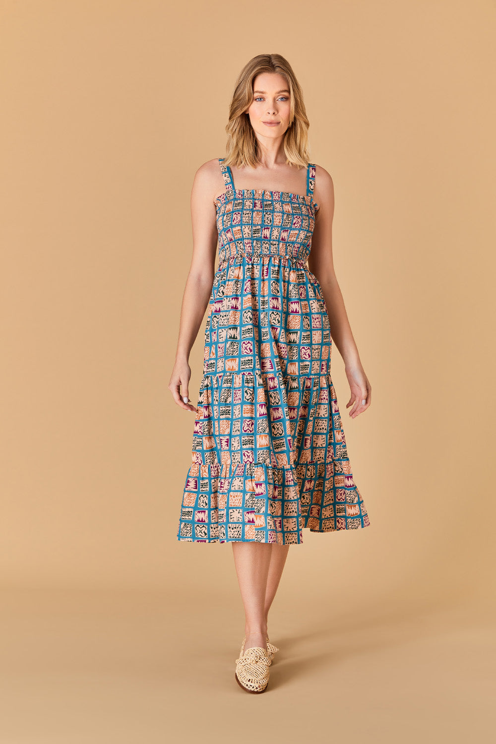 Milly Dress, Sea Tiles