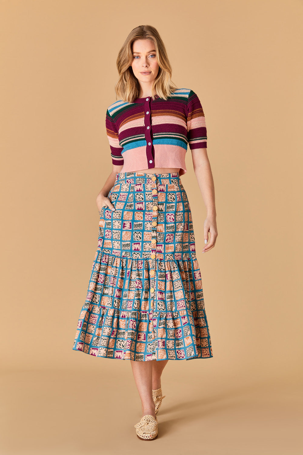 Eloise Skirt, Sea Tiles