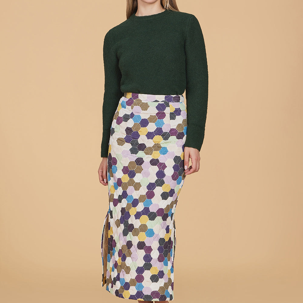 Hila Quilted Maxi Skirt, Vintage Mosaic