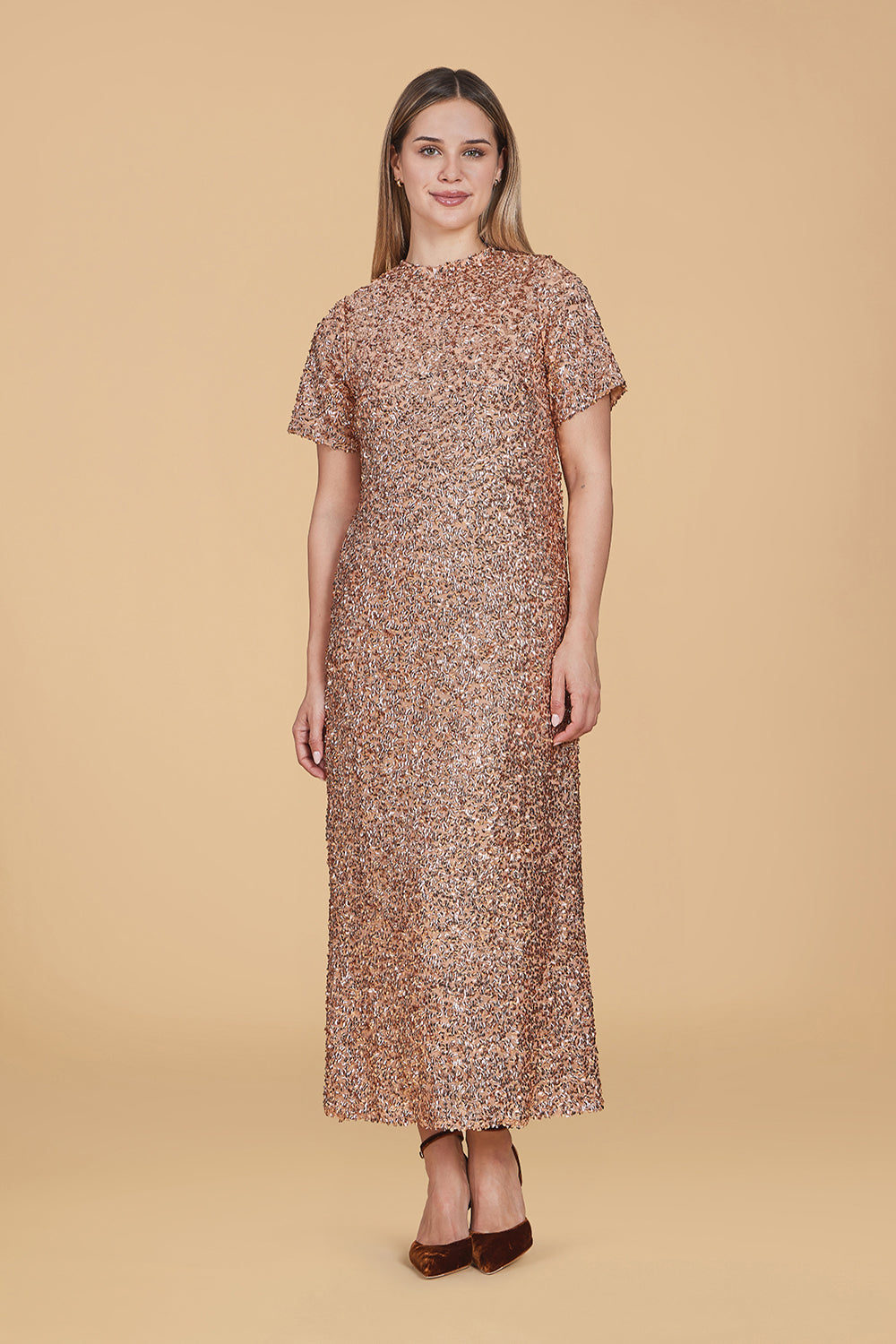 Gwenyth Dress, Gold Sequins