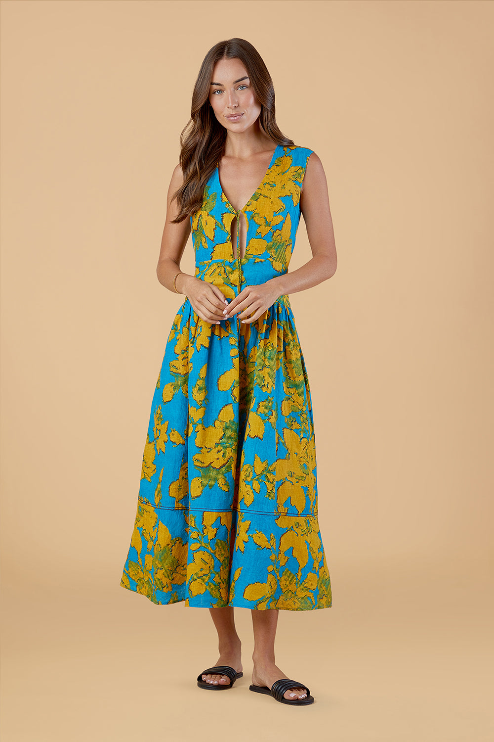 Asha Dress, Turq Flora